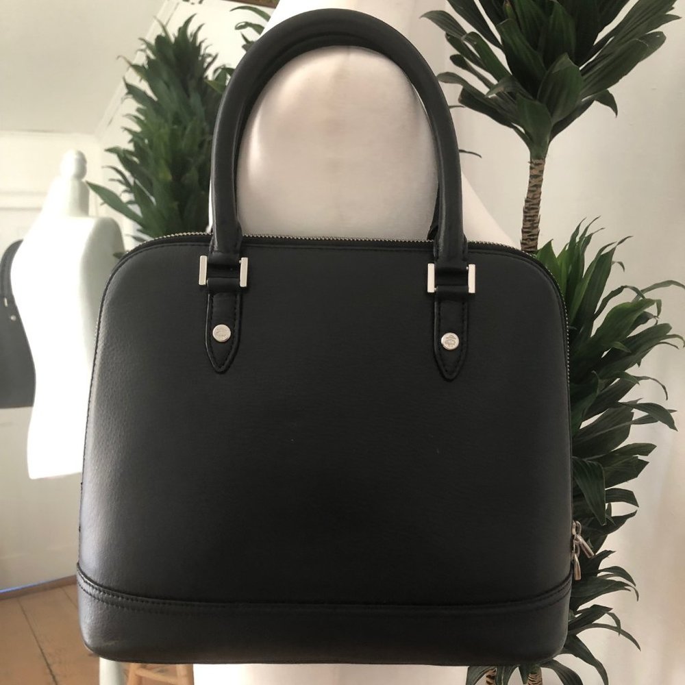 Brooks Brothers Handbag, Dome Satchel, Black Leather.